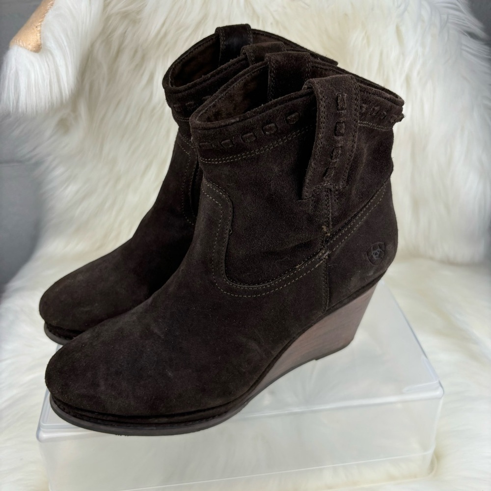 ARIAT BROADWAY WESTER WEDGE ANKLE BOOTS - Picture 2 of 11